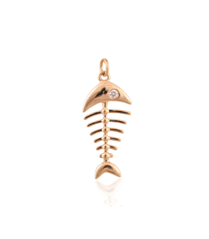 Fish Skull Diamond Pendent